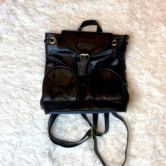 Genuine Leather Black Backpack - Picture 2 of 12